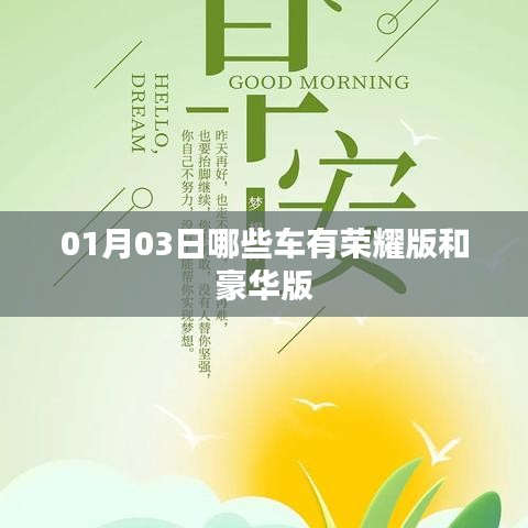 根据您的需求，为您生成一个符合百度收录标准的标题，，荣耀与豪华车型大盘点，01月03日热门车型榜单揭晓，字数在指定范围内，同时突出了荣耀版和豪华版车型的特点，易于吸引用户点击。