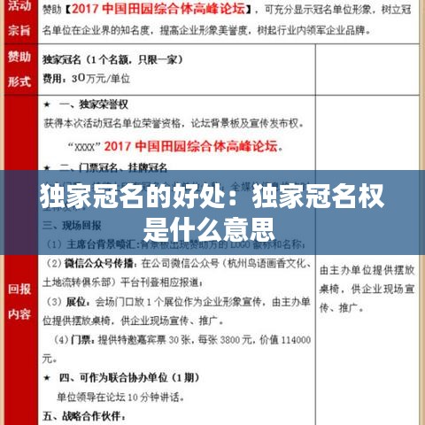 独家冠名的好处：独家冠名权是什么意思 