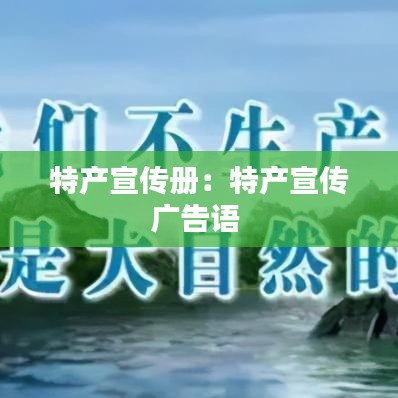 特产宣传册：特产宣传广告语 