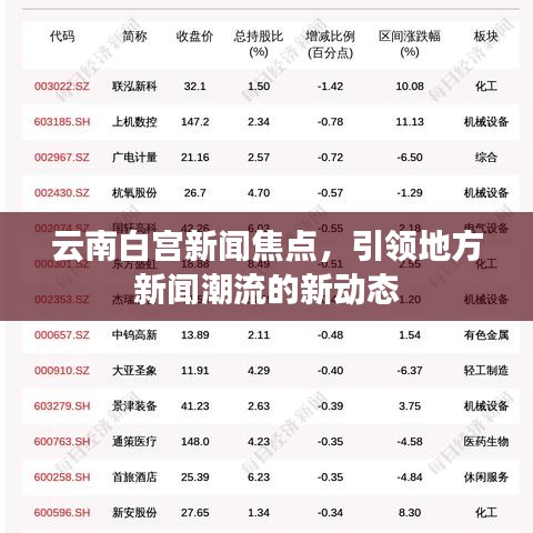 云南白宫新闻焦点，引领地方新闻潮流的新动态