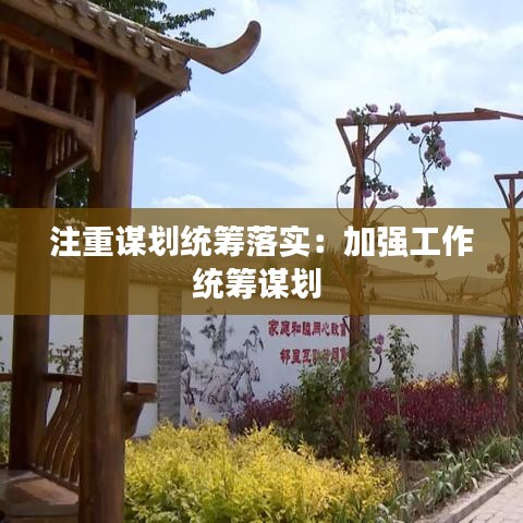 注重谋划统筹落实：加强工作统筹谋划 