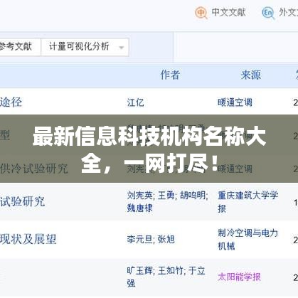 最新信息科技机构名称大全，一网打尽！