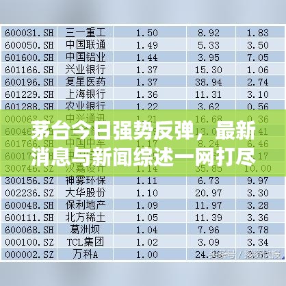 茅台今日强势反弹，最新消息与新闻综述一网打尽