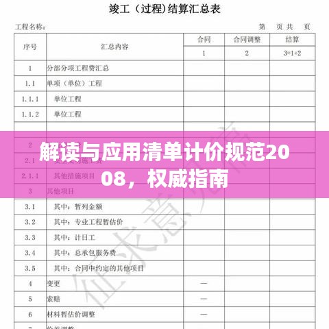解读与应用清单计价规范2008，权威指南