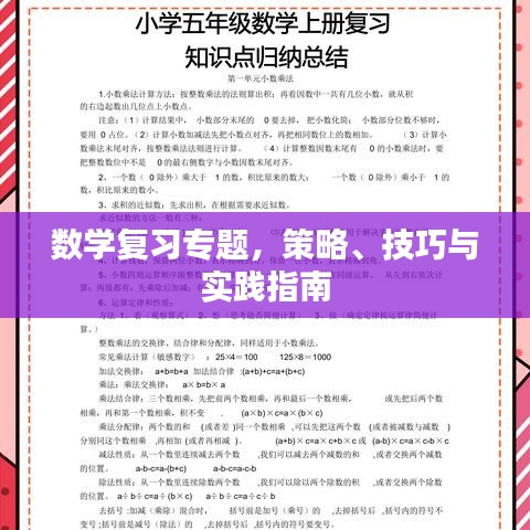 数学复习专题，策略、技巧与实践指南